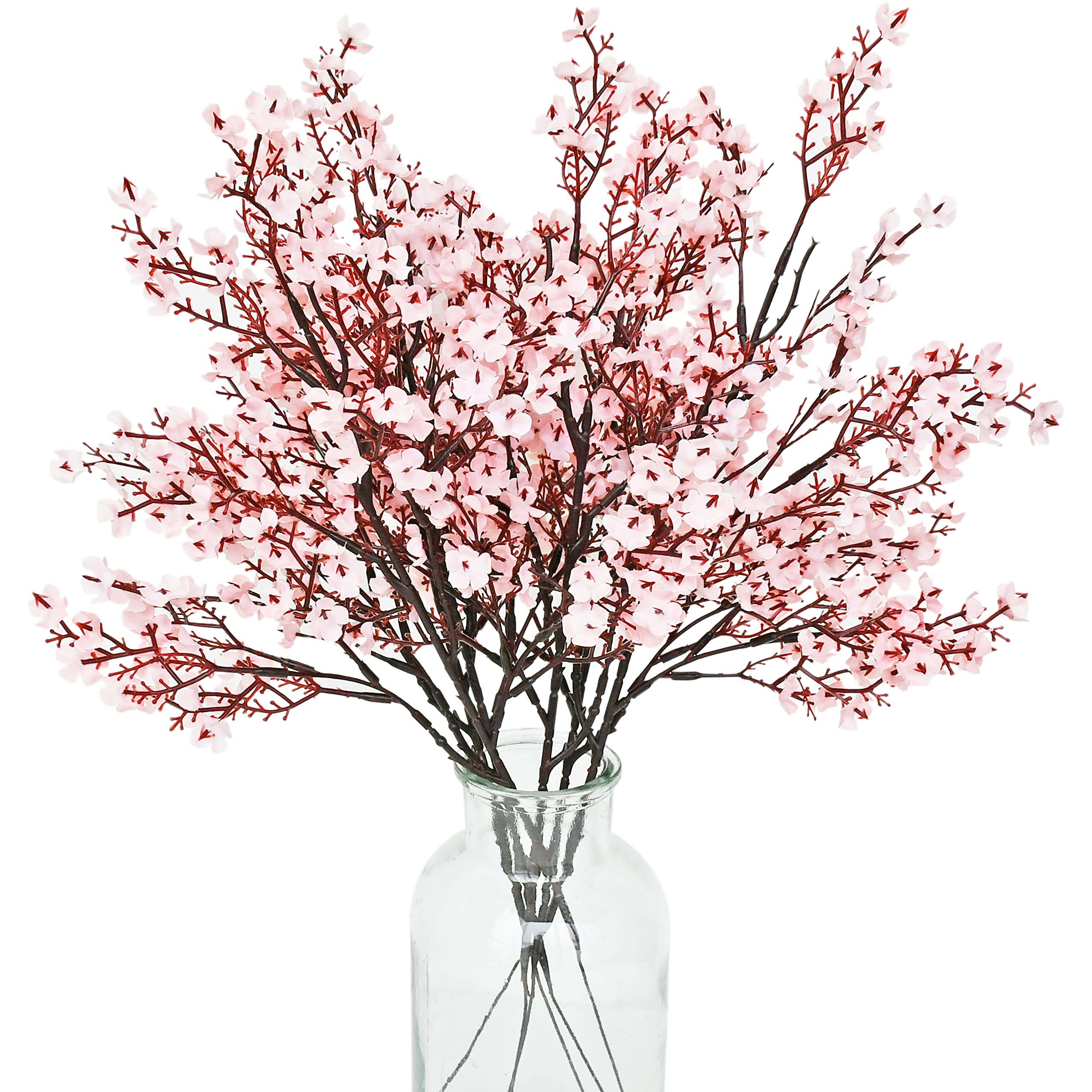 ONLY ART Light Pink Silk Baby’s Breath Flowers – 6 Bundles, 18.7" Faux Florals with Flexible Stems for New Year and Valentine's Day Elegant Home,