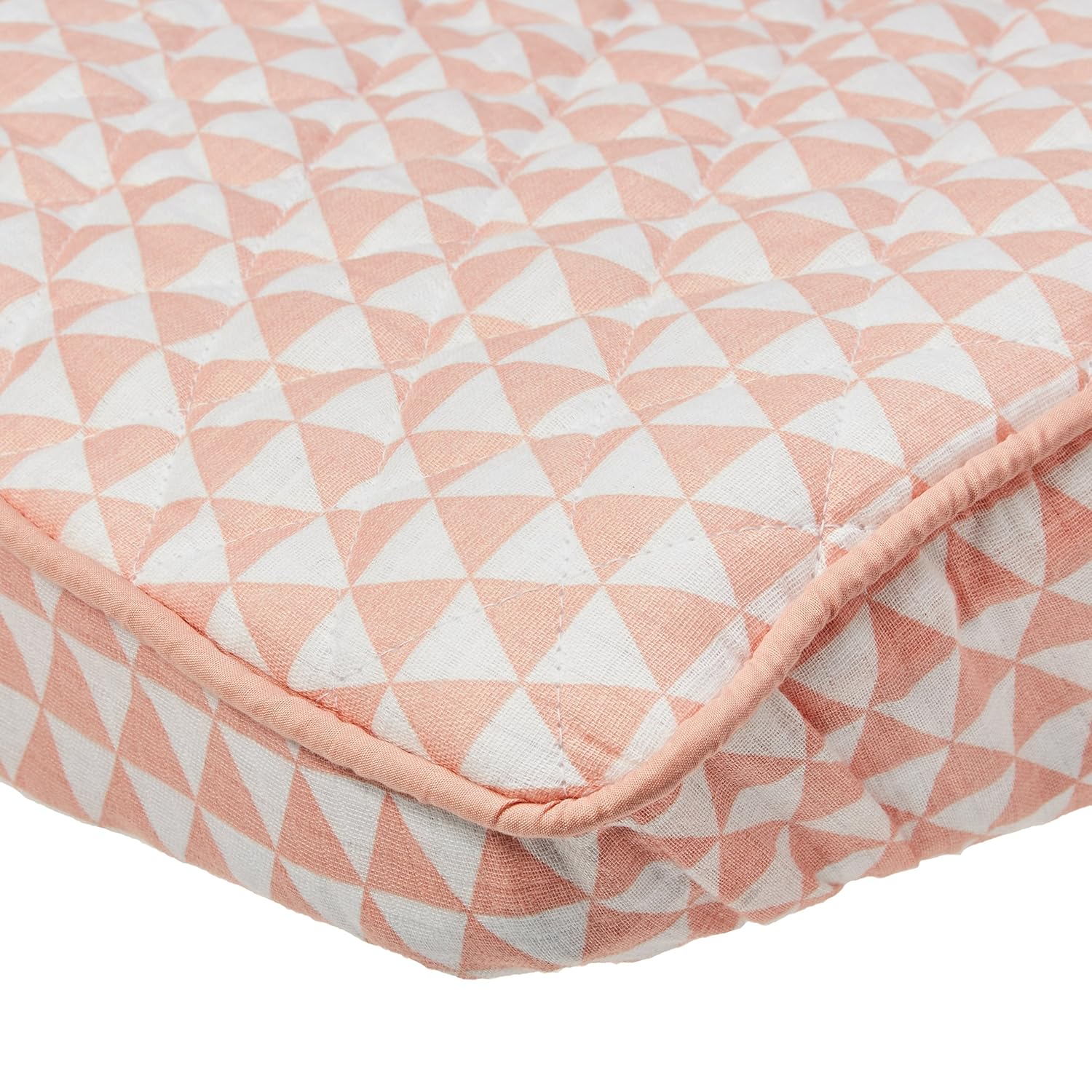 Bacati - Tribal/Aztec Muslin Quilted Changing Pad Cover (Small Triangles, Coral)