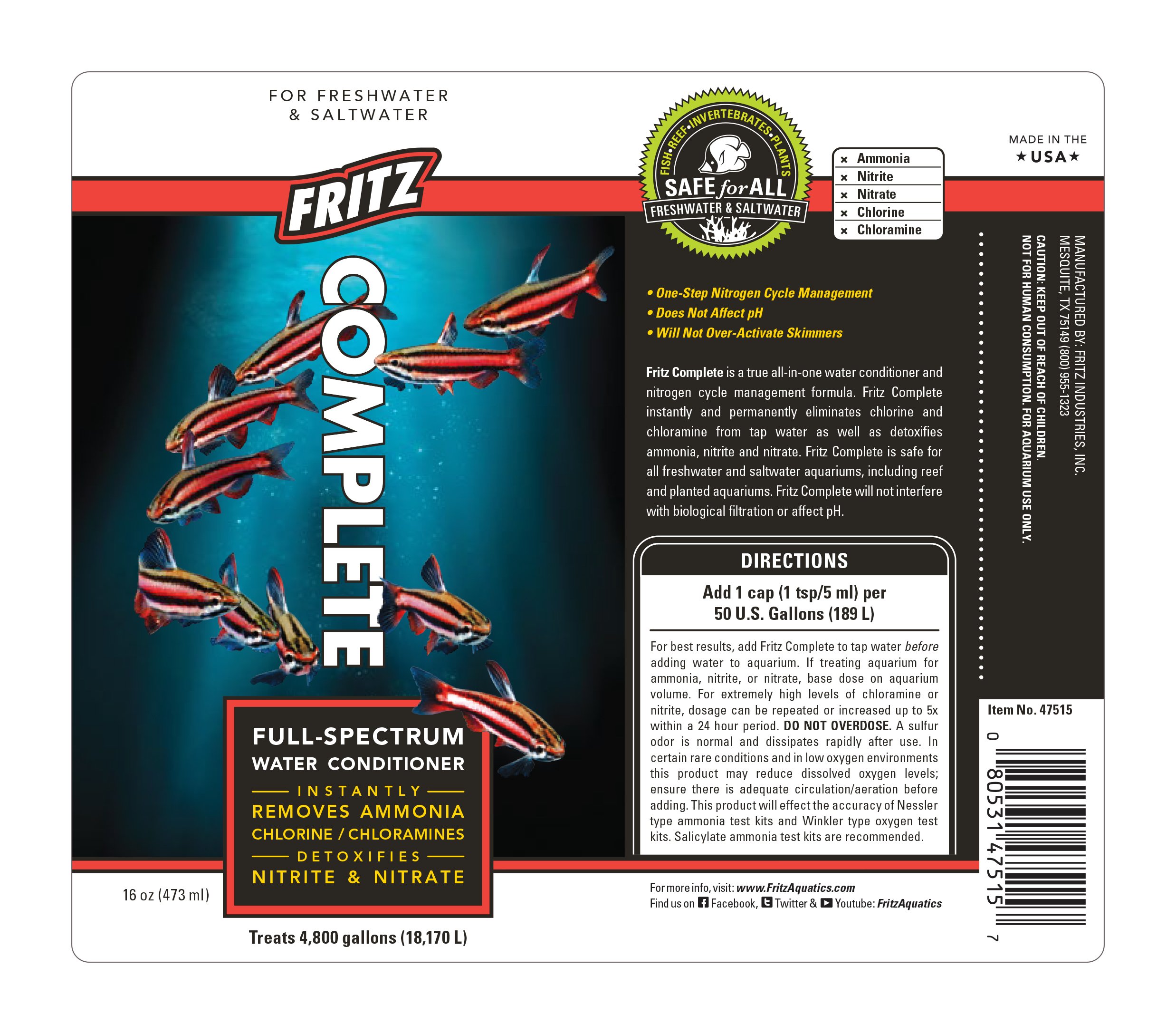 Fritz Aquatics Complete Water Conditioner/Dechlorinator for Fresh & Salt Water Aquariums Buy