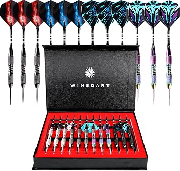 WINSDART Darts Metal Tip Set Steel Tip Darts 12 pcs Set 22g with Gift Box