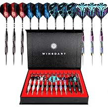 WINSDART Steel Tip Darts 12 Pack Set with Nonslip Iron Barrel Aluminum Dart Shafts and Flights Darts Sharpener an Gift Box