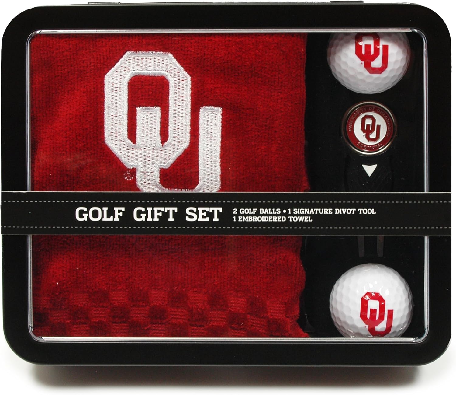 Team Golf NCAA Gift Set Embroidered Golf Towel, 2 Golf Balls, & Divot Tool with Removable Double-Sided Magnetic Ball Marker