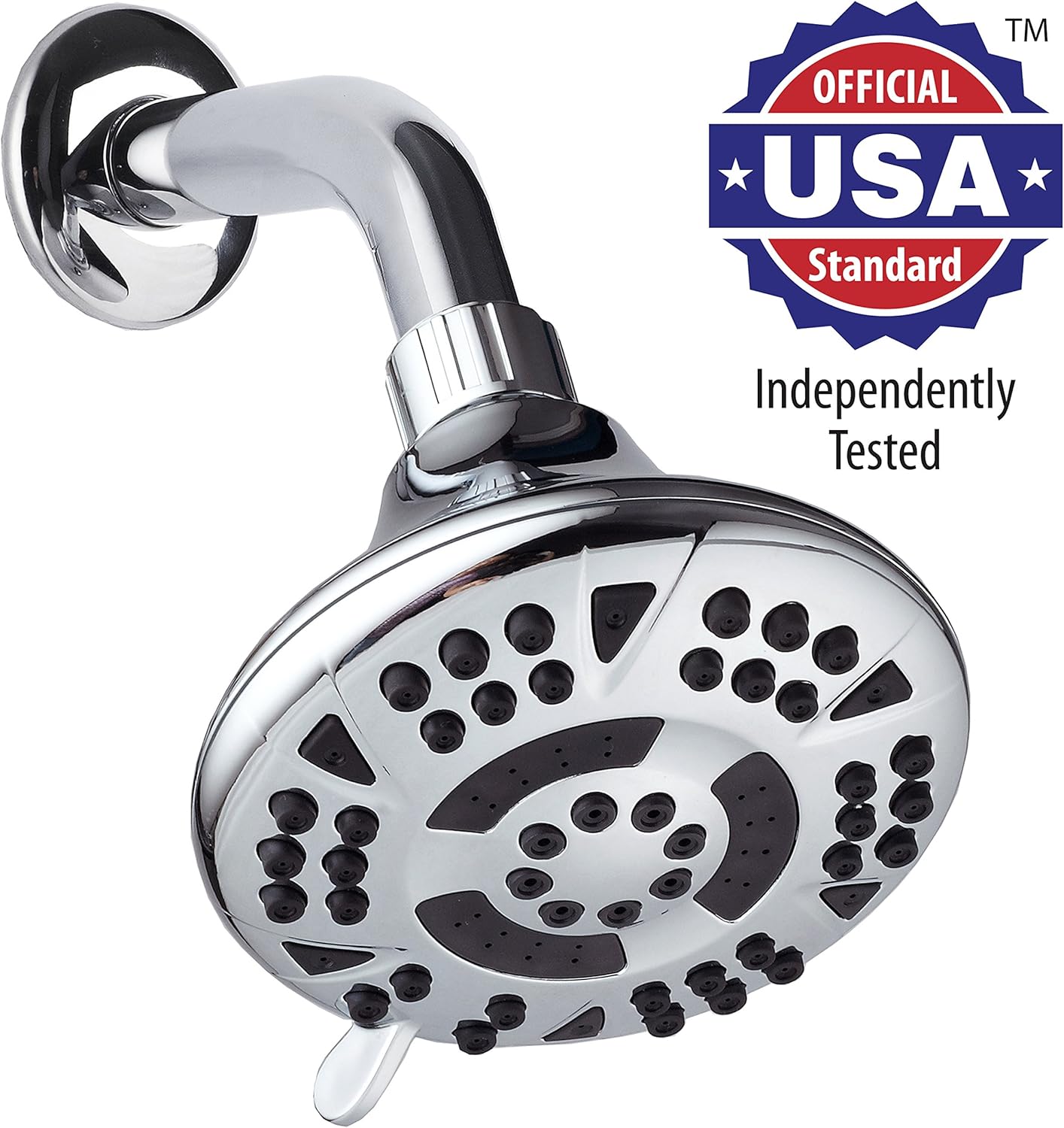 2 Pack of 6 Function Shower Head by AquaDance - 4.15 inch Chrome Face - High Power - Angle Adjustable - Easy To Clean - Independently Tested - Enjoy Spa Experience at Home
