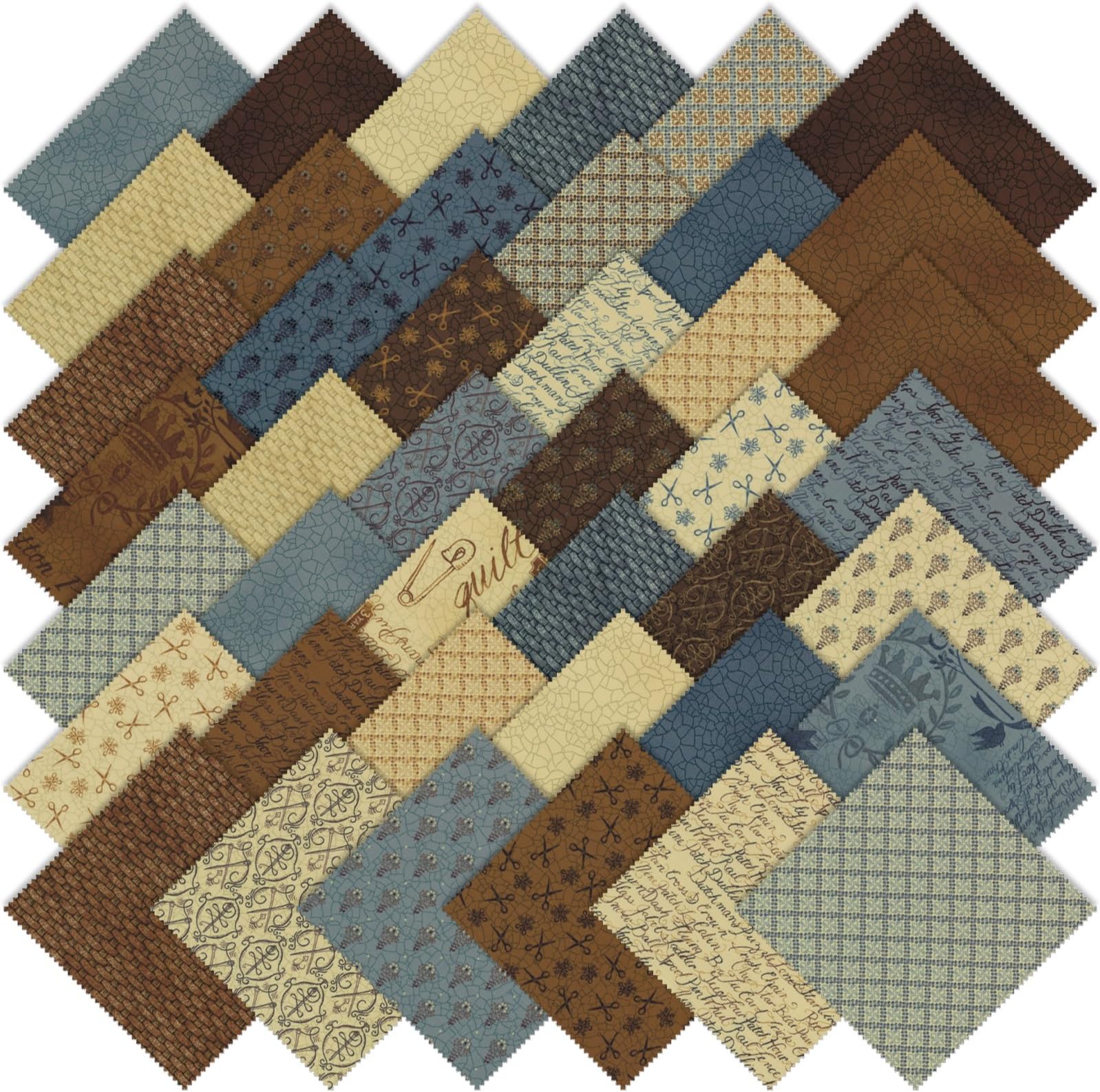 Moda Piecemakers Charm Pack, Set of 42 5-inch (12.7cm) Precut Cotton Fabric Squares