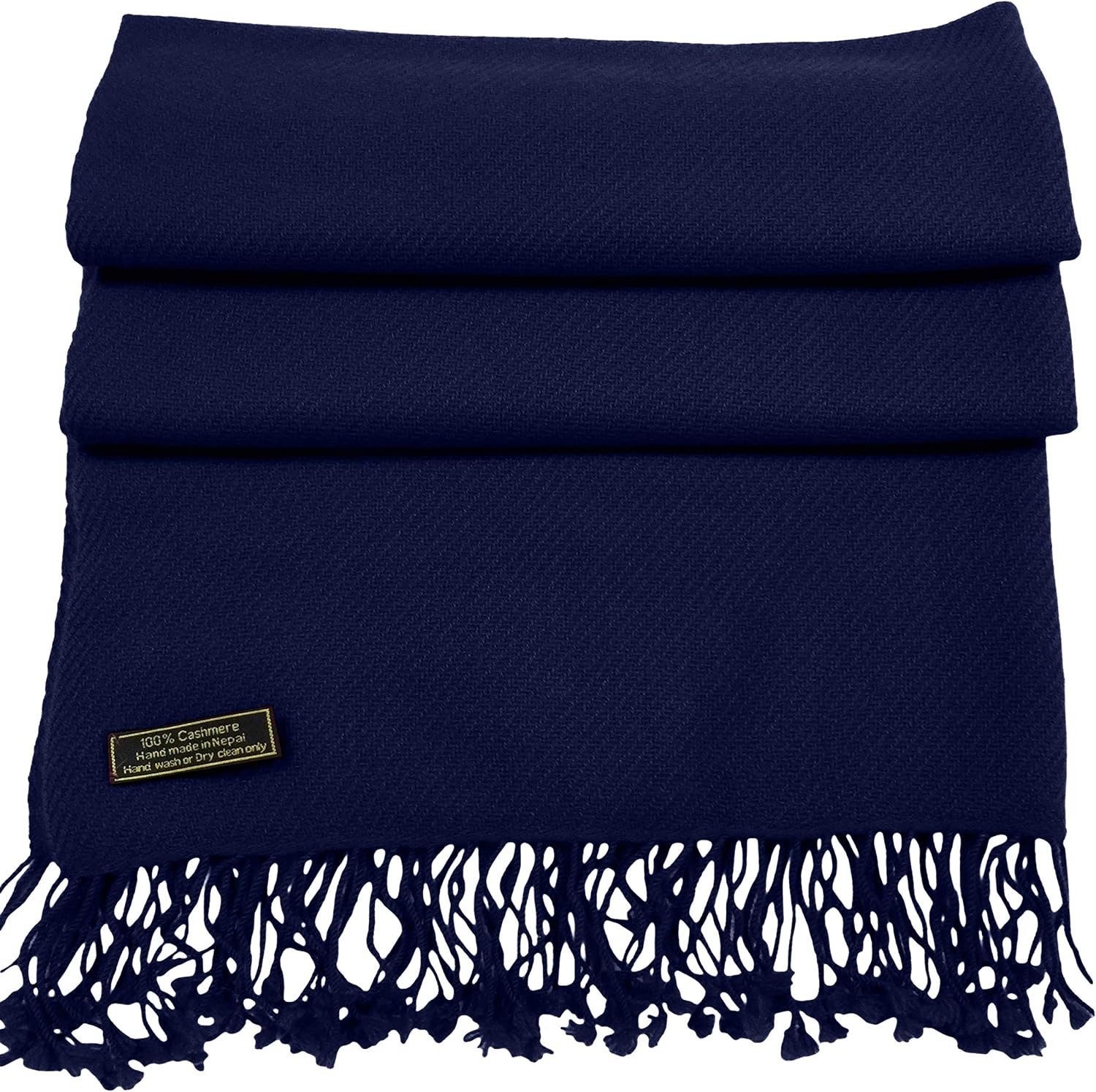 CJ Apparel Dark Blue 100% Cashmere Shawl Pashmina Scarf Wrap Stole Head Wrap Gift Hand Made in Nepal New