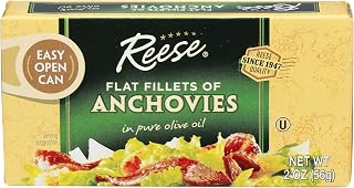 Reese Flat Fillets Anchovies in Olive Oil, 2oz Tins (Pack of 10) - Premium Moroccan Anchovies for Caesar Dressing & Pasta