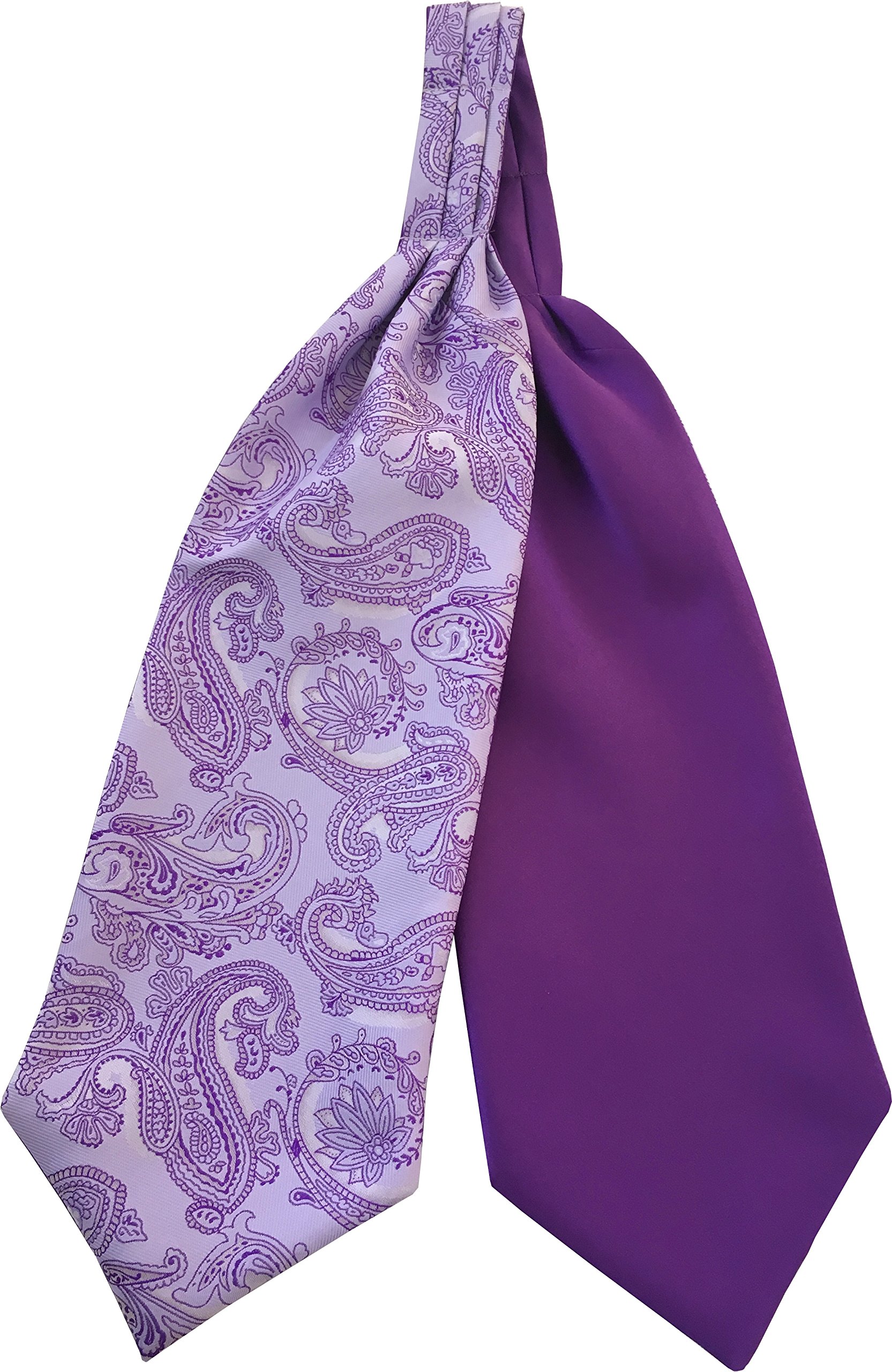 Great British Tie Club Men's Lilac & Purple Paisley Satin Self-Tie Ascot Cravats (Lilac & Purple)