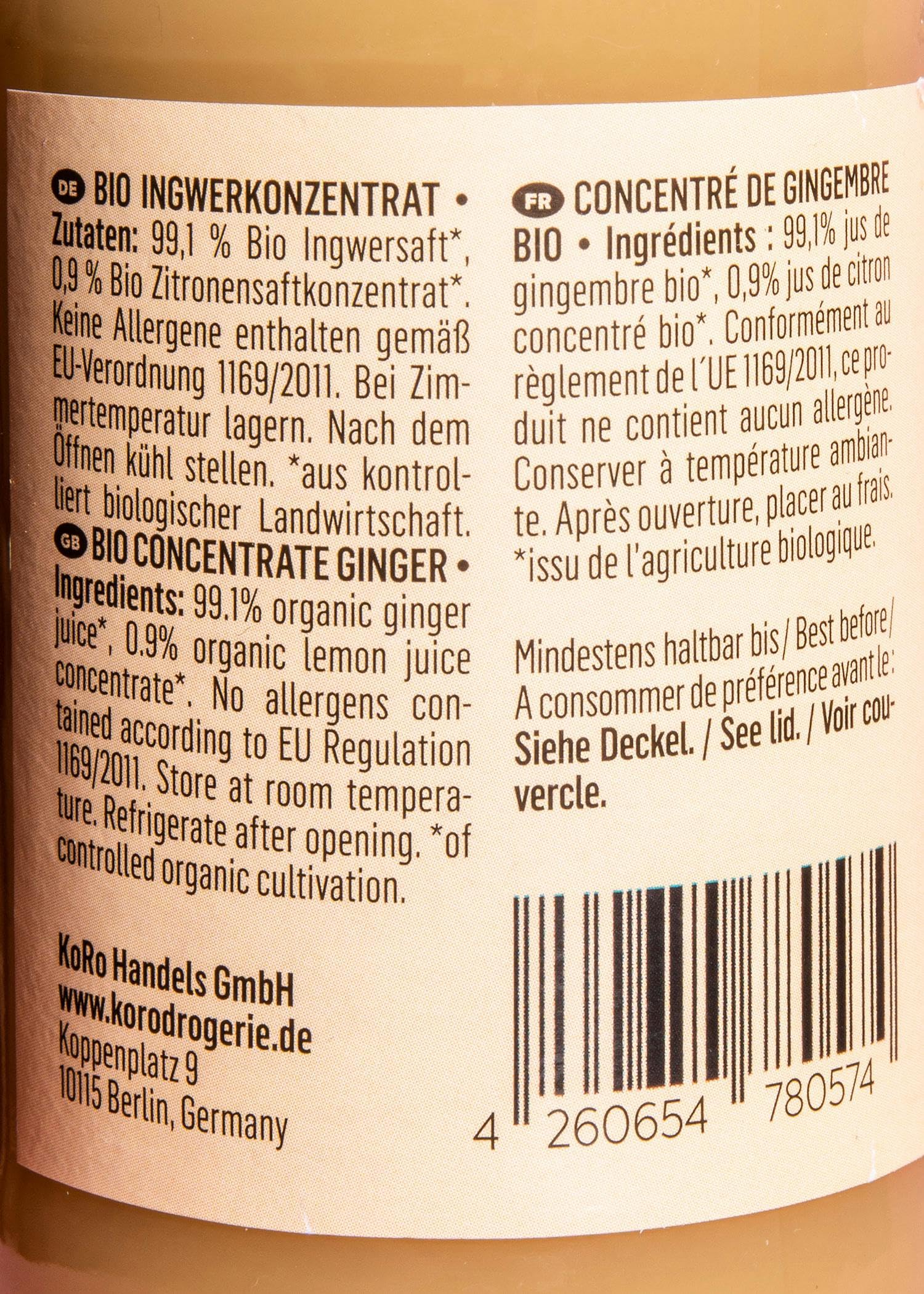KoRo - Bio Ingwerkonzentrat 12x200 ml - Natürlich scharfe Ingwershots ohne künstliche Zusätze aus 99,1% Ingwer