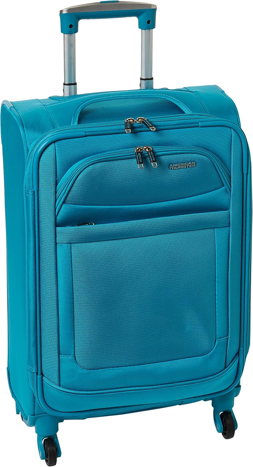 American Tourister iLite Max Softside Luggage with Spinner Wheels, Light Blue, Carry-On 21-Inch