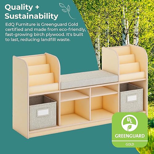 Miniatura 7 de Guidecraft EdQ - Rincón de lectura - Natural: estantería multiusos de madera y organizador de juguetes; muebles de madera contrachapada de abedul