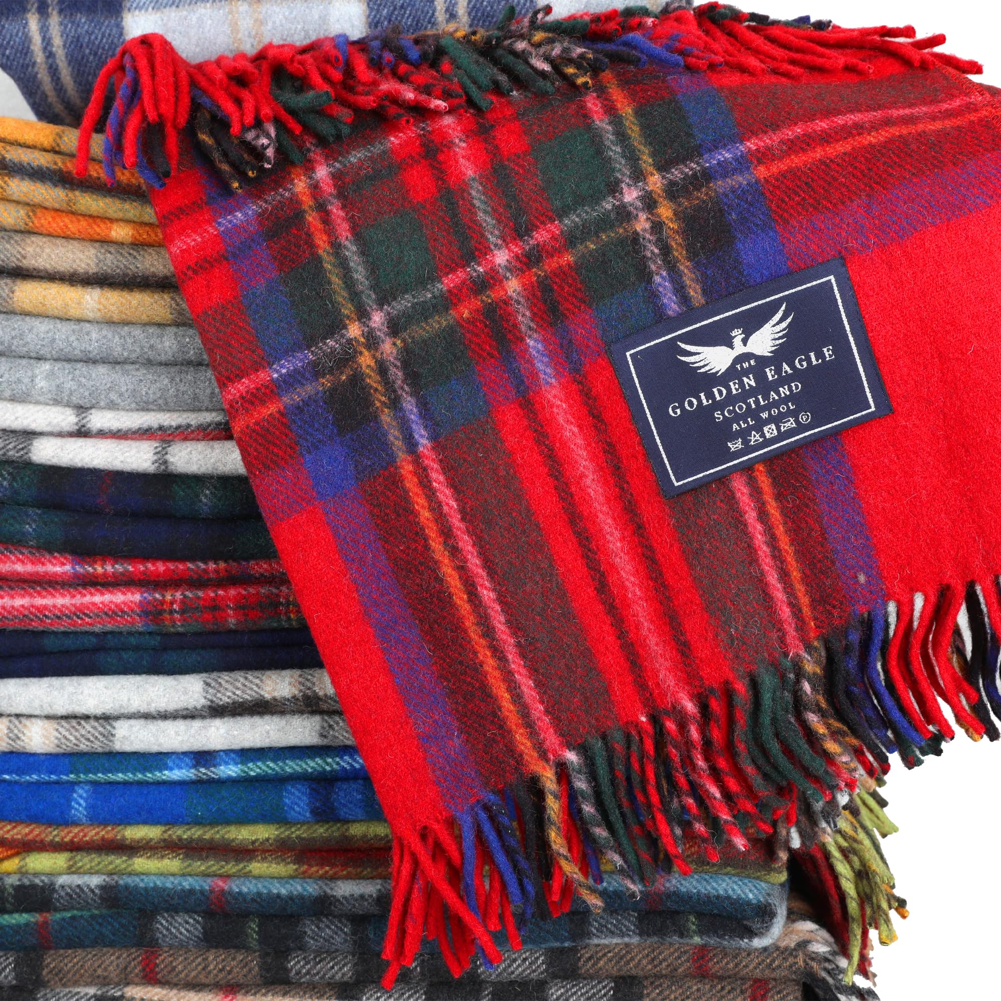 The Golden Eagle Scottish Tweed Wool Large Blanket Tartan Rug with Check Pattern for Warm Winter (Bannockbane Silver) - Image 4
