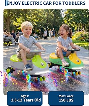 Garvee 12V Electric Wiggle Car for Toddler,2 in 1 Swing Car with Pedal,4MPH