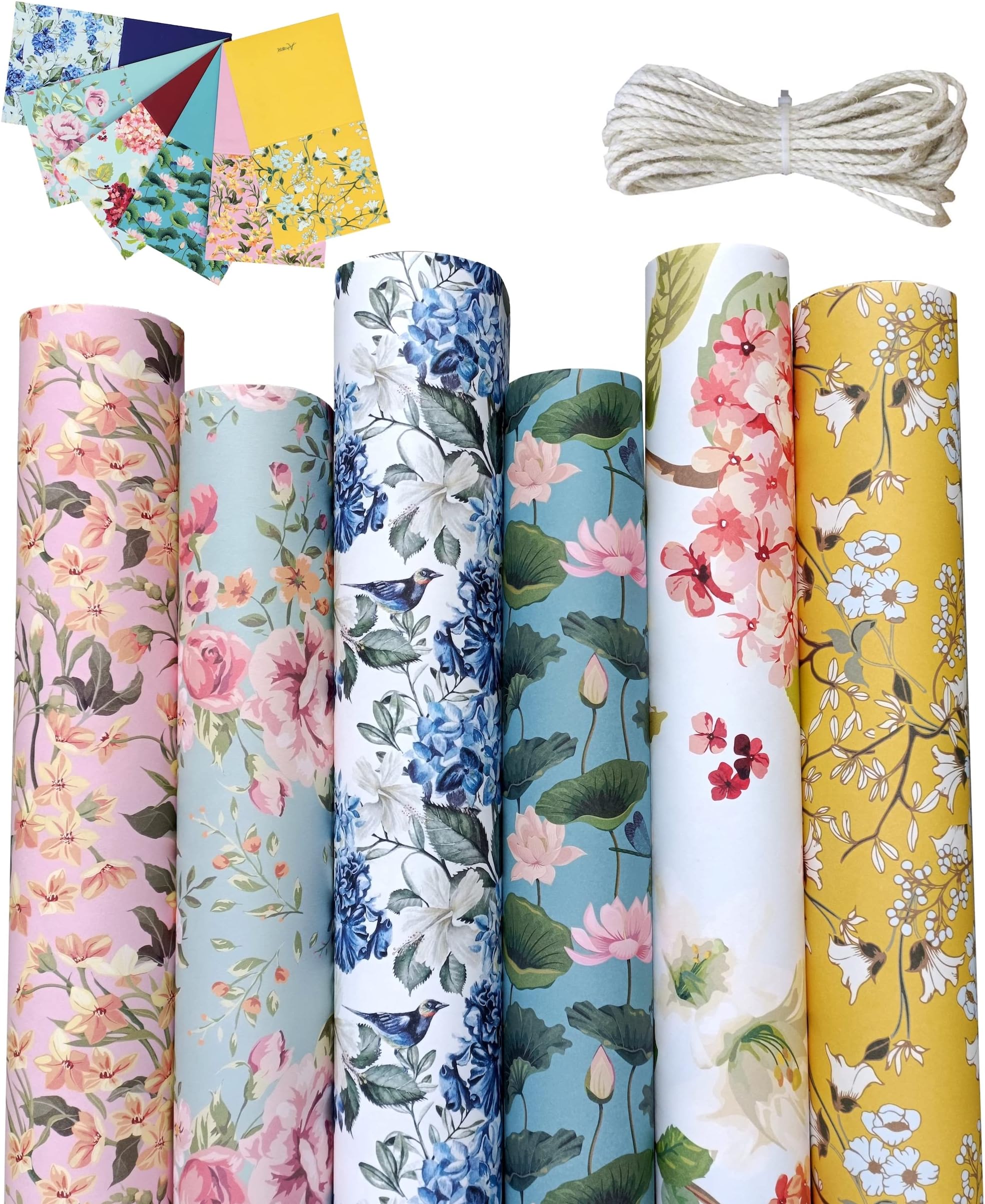 aakar, Pack Of 6, Gift Wrapping Paper Sheet, Gift Paper, Gift Wrap Roll, Gift Papers Sheets, Gift Cover Rapping Paper, Gift Wrapper - Floral With Tags,Multicolor