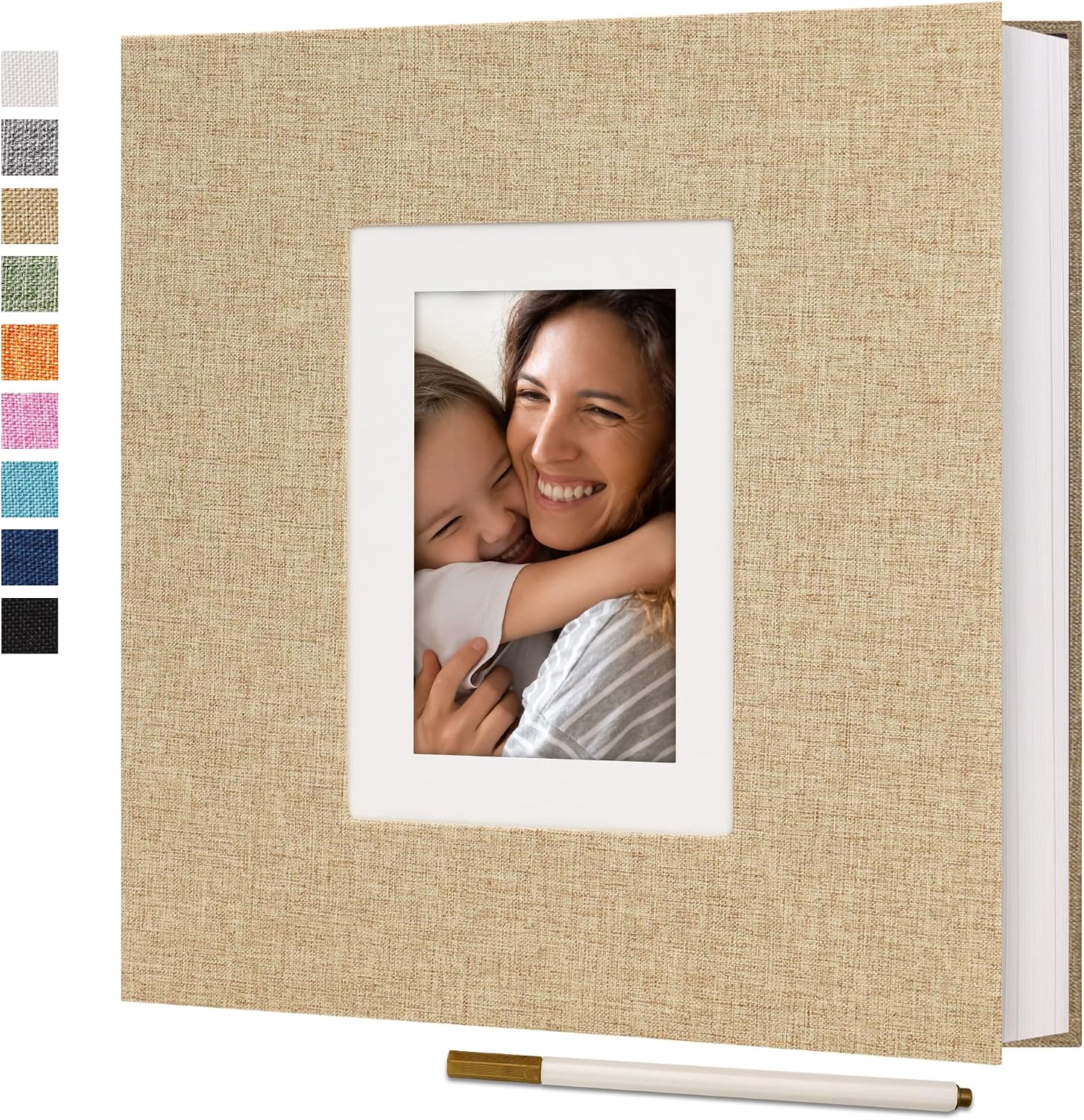Vienrose Photo Album Self Adhesive for 2x3 4x6 5x7 8x10 Pictures DIY Scrapbook 60 Blank Pages Linen Cover Memory Book for Wedding, Baby Growth, Travel, Grey