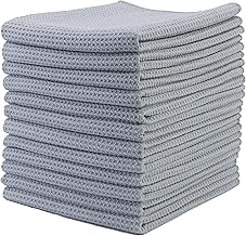 Polyte - Premium-Geschirrhandtücher aus Mikrofaser - Waffelstruktur - Grau - 41 x 71 cm - 12 Stück