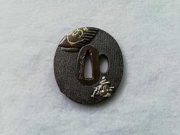 Japanese sword (SEPPA-HABAKI-ITO) gold-plating Copper 46-53 Menuki Fuchi-Kashira Tsuba