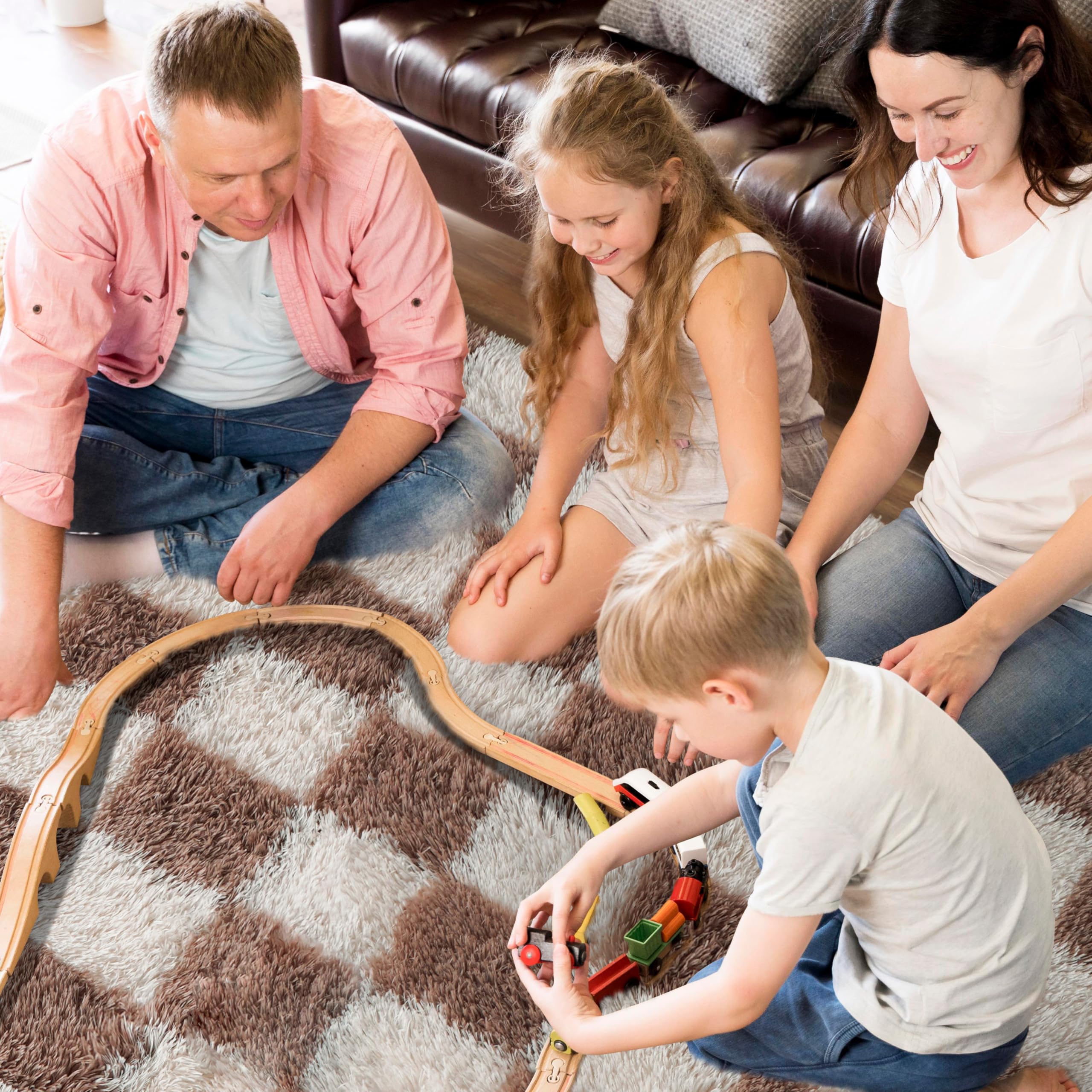 Alfombras de cuadros para dormitorio, 150x210cm, marrón y blanco, suave, alfombra grande para sala de estar, niños y niñas, jóvenes, dormitorio, pelo alto, esponjosa, larga, pasillo