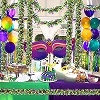 Vista 3 de 5 guirnaldas de oropel metálicas brillantes mixtas – morado, verde, dorado – 32.8 pies para Mardi Gras, Navidad, fiestas de carnaval