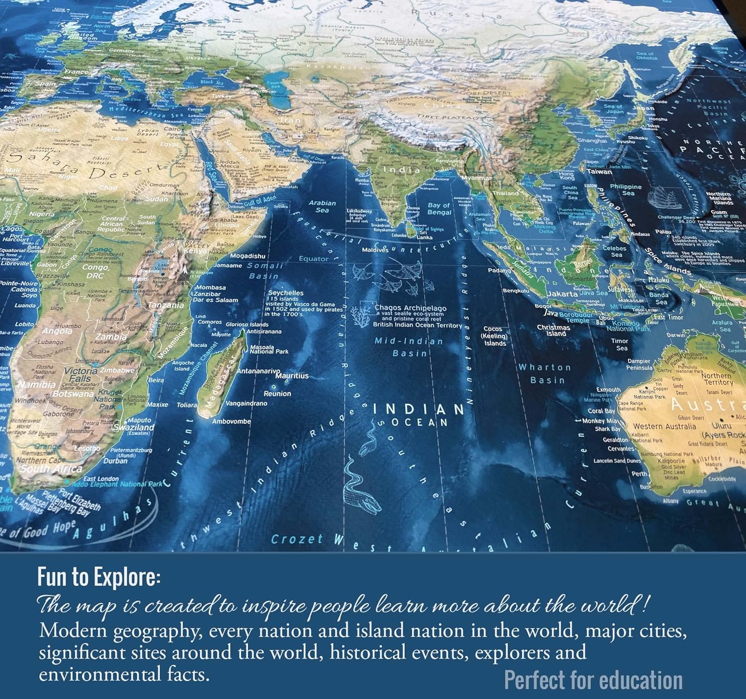 Voyager 2 World Map Poster - The Perfect Travel Gift (36Wx24H inches)