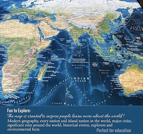 Miniatura 6 de GEOJANGO Mapa de viaje del mundo personalizado con alfileres, lienzo estirado de pared grande, póster enrollado o mapa enmarcado, Voyager 2 hecho a