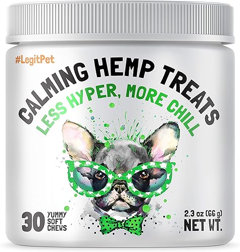 Golosinas de cáñamo calmantes para perros fabricadas en Estados Unidos con cáñamo orgánico ayuda de separación natural ayuda con ladridos,