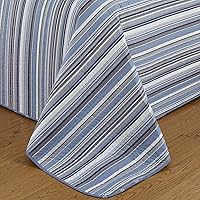 Vista 4 de Market & Place Juego de edredón reversible de 3 piezas con fundas de almohada, colcha suave y ligera para todas las estaciones con patrón de rayas