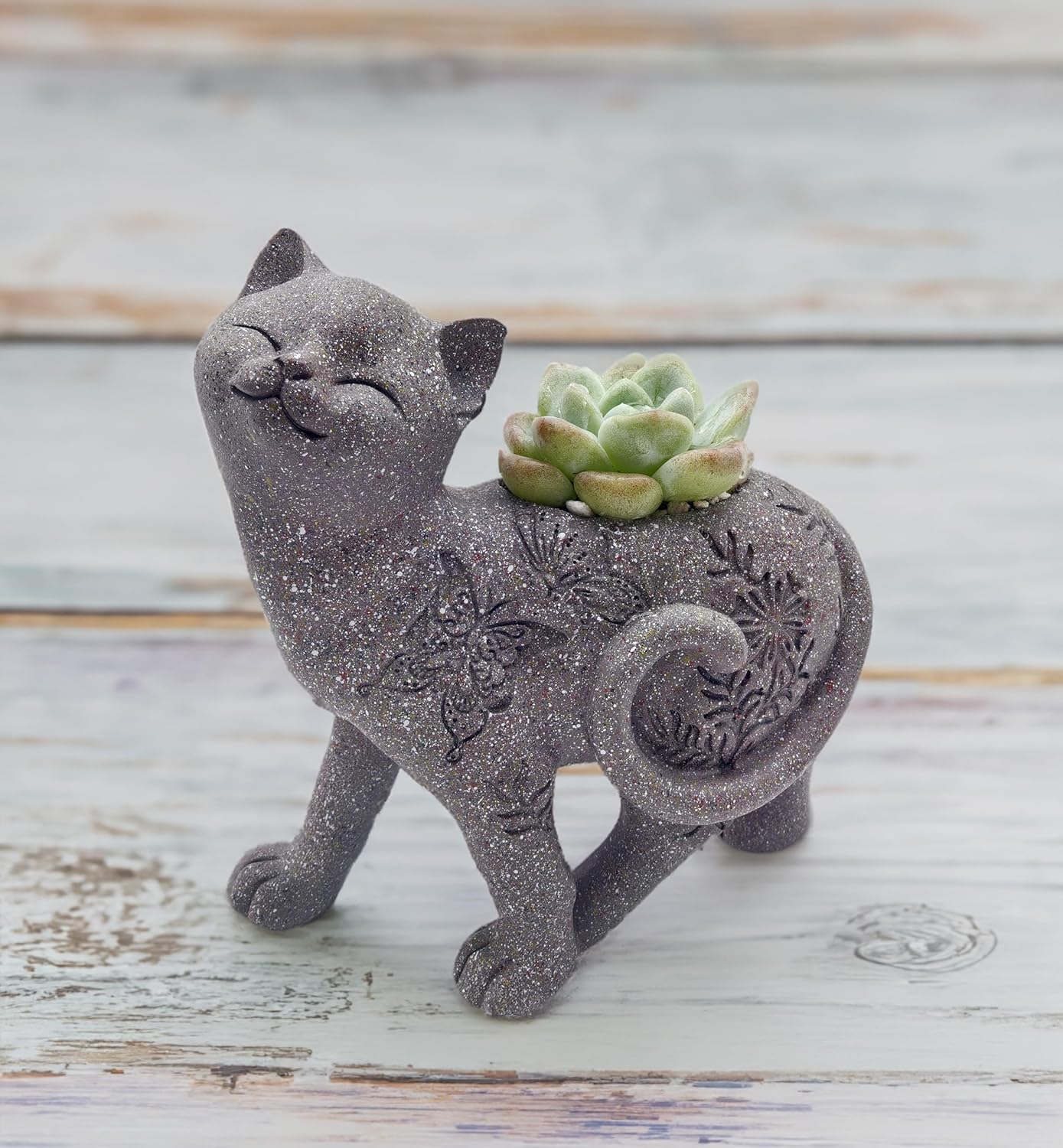 coolboy Cute Cat Succulent Pot with Drainage Hole,Resin Animal Planters Cat Statue Decor,Indoor Plant Pots Cactus Flower Pot for Home Decor and Office Desk Decoration or Outdoor Garden Decoration