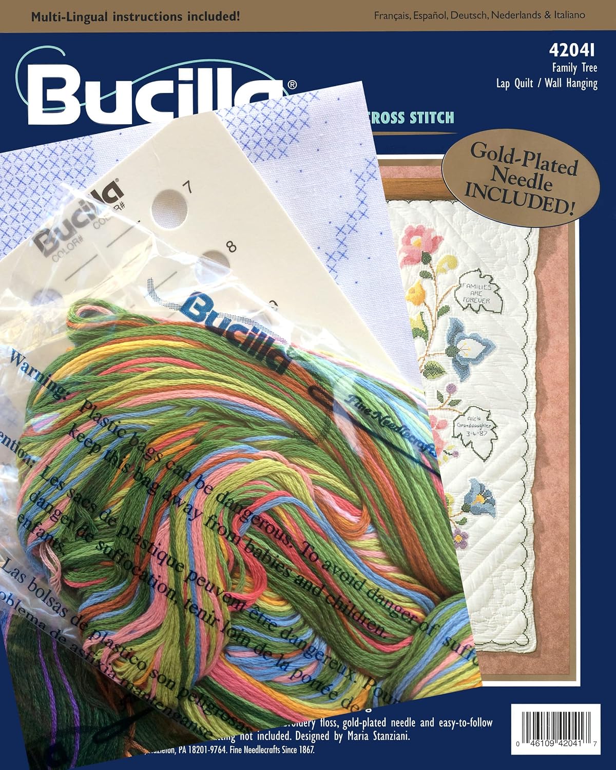 Bucilla "Family Tree Stamped Cross Stitch Lap Quilt Kit 42041