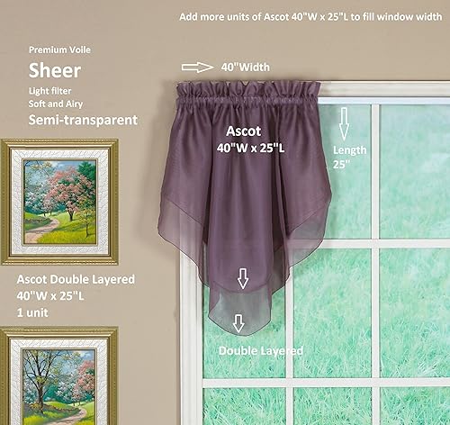 Miniatura 2 de Today's Curtain Emelia Original Voile Ascot 25 pulgadas, amatista, 40 pulgadas de ancho x 25 pulgadas de largo