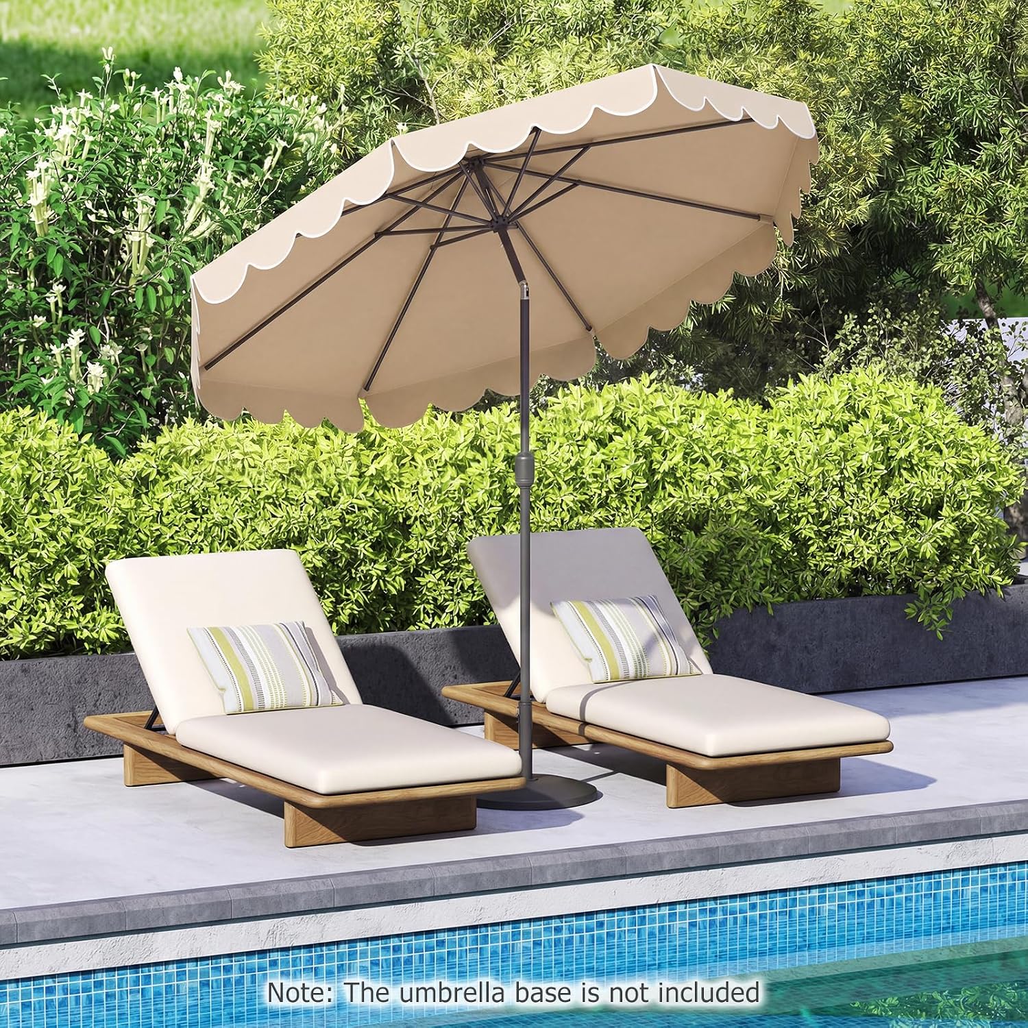 HAPPYGRILL 10 FT Patio Umbrella, Market Table Umbrella w/Crank, Push Button Tilt, Ruffled Edges, Vented Top & 8 Ribs, Outdoor Sun Shade for Poolside Backyard Beach