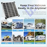 Vista 3 de Voltset Solar Panel Kit 20W 12V with MPPT Controller, Solar Battery Trickle Charger Maintainer, Waterproof Solar Panel with Adjustable Mount Bracket