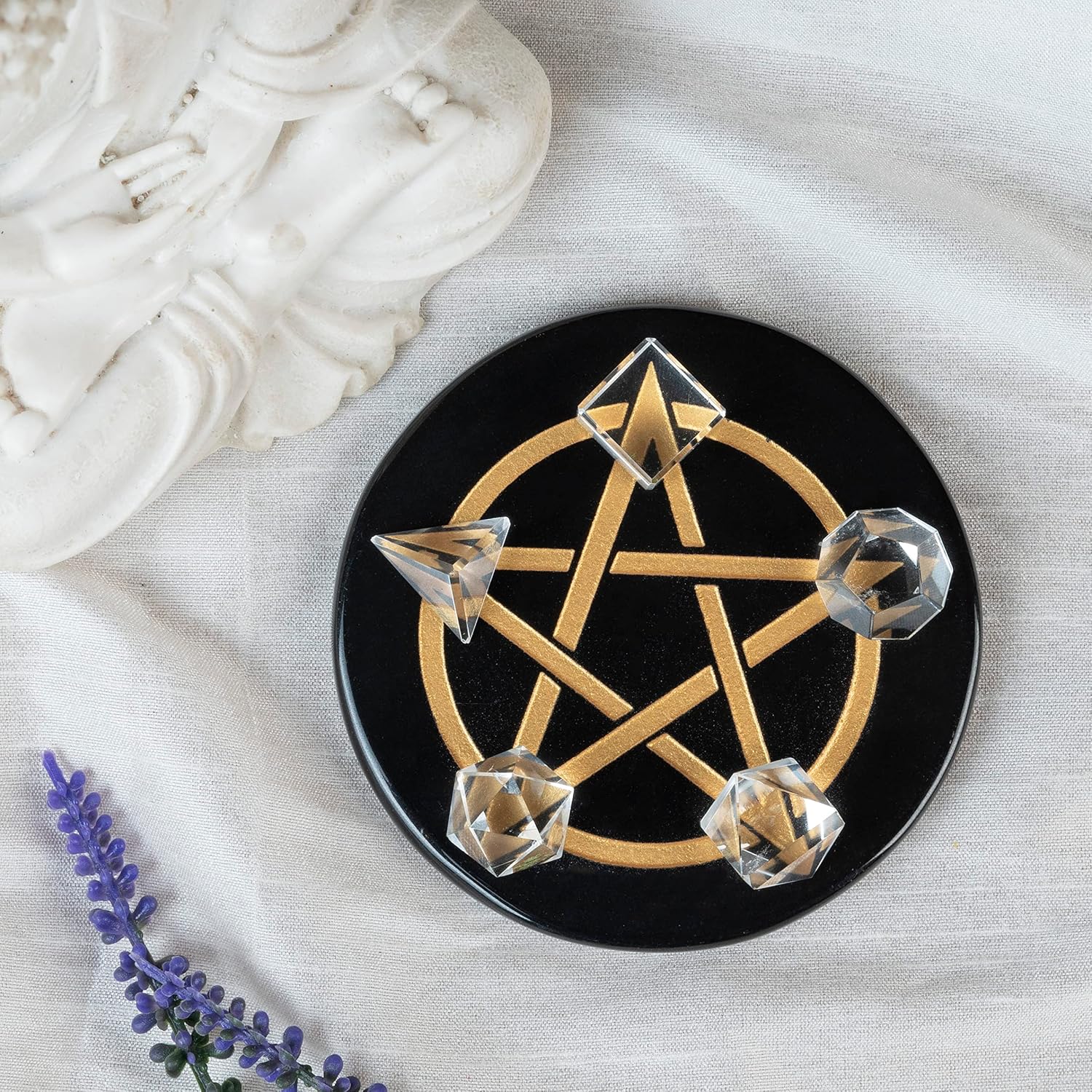 Green Jade Platonic Solids Sacred Geometry Crystal Set – 7 Pcs Carved Gemstone Shapes for Meditation, Reiki, Chakra Balancing Energy Healing | Spiritual Crystal Grid Stones Good Luck Gift (15–20 mm)