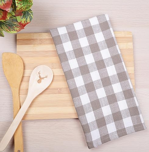 Miniatura 2 de AMOUR INFINI Buffalo - Juego de 4 paños de cocina de algodón flameado de gran tamaño, paños de cocina para limpiar y secar platos (beige, 28 x 20