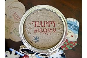 Happy Holidays Canning Labels for Mason Jars Snowflake Gift Tag Stickers Set of 12