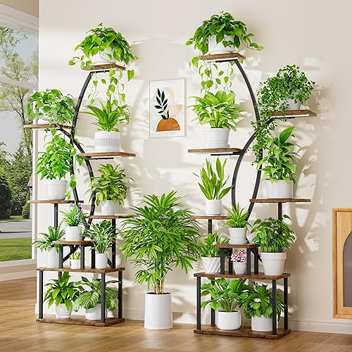 Miniatura 9 de Soporte para plantas de interior con luces de crecimiento - Estantería alta de 8 niveles, estante de esquina de metal de 65" para plantas de