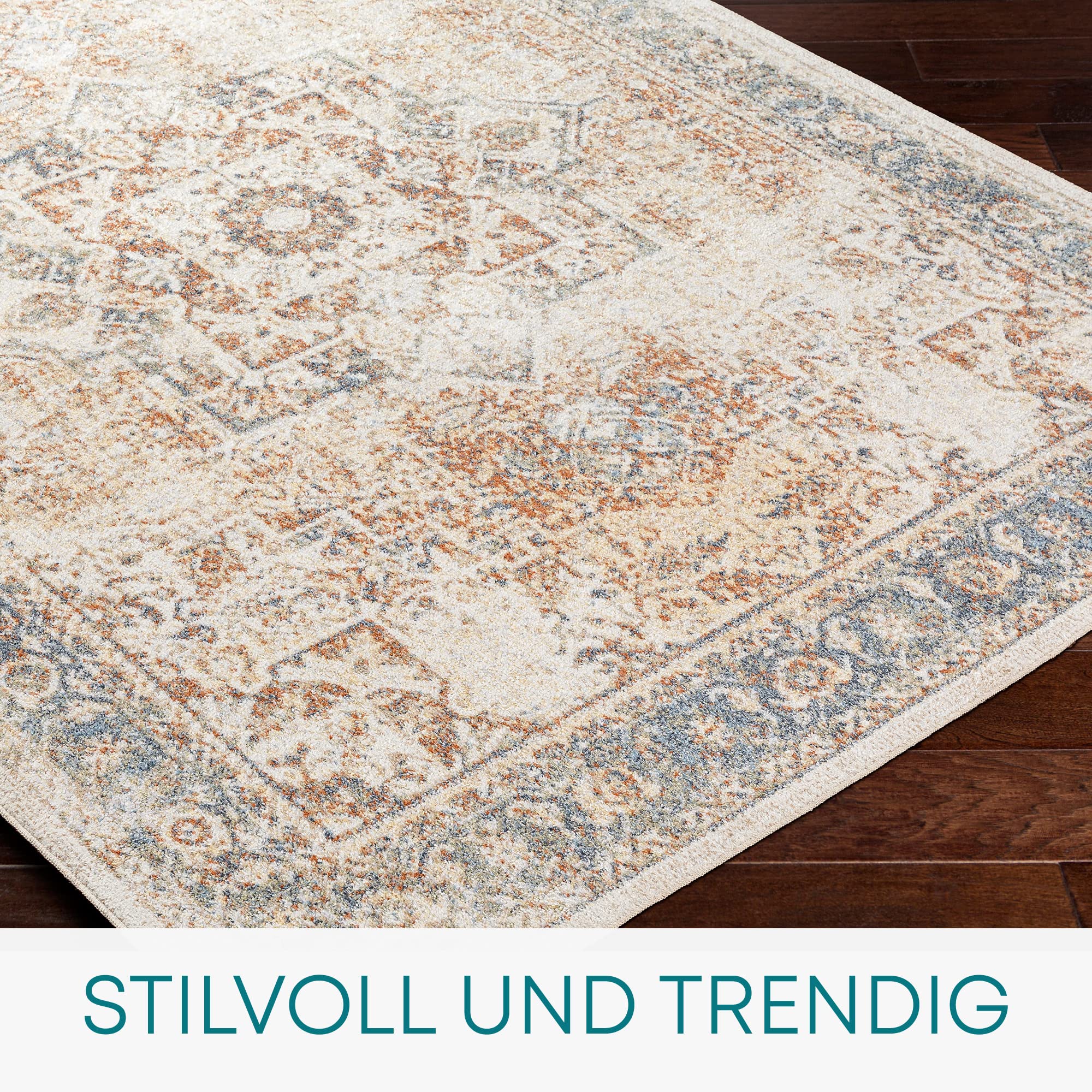 Surya Livabliss Dukan Teppich – Waschbar, 80x220 Cm, Vintage Boho Design In Beige/Elfenbein