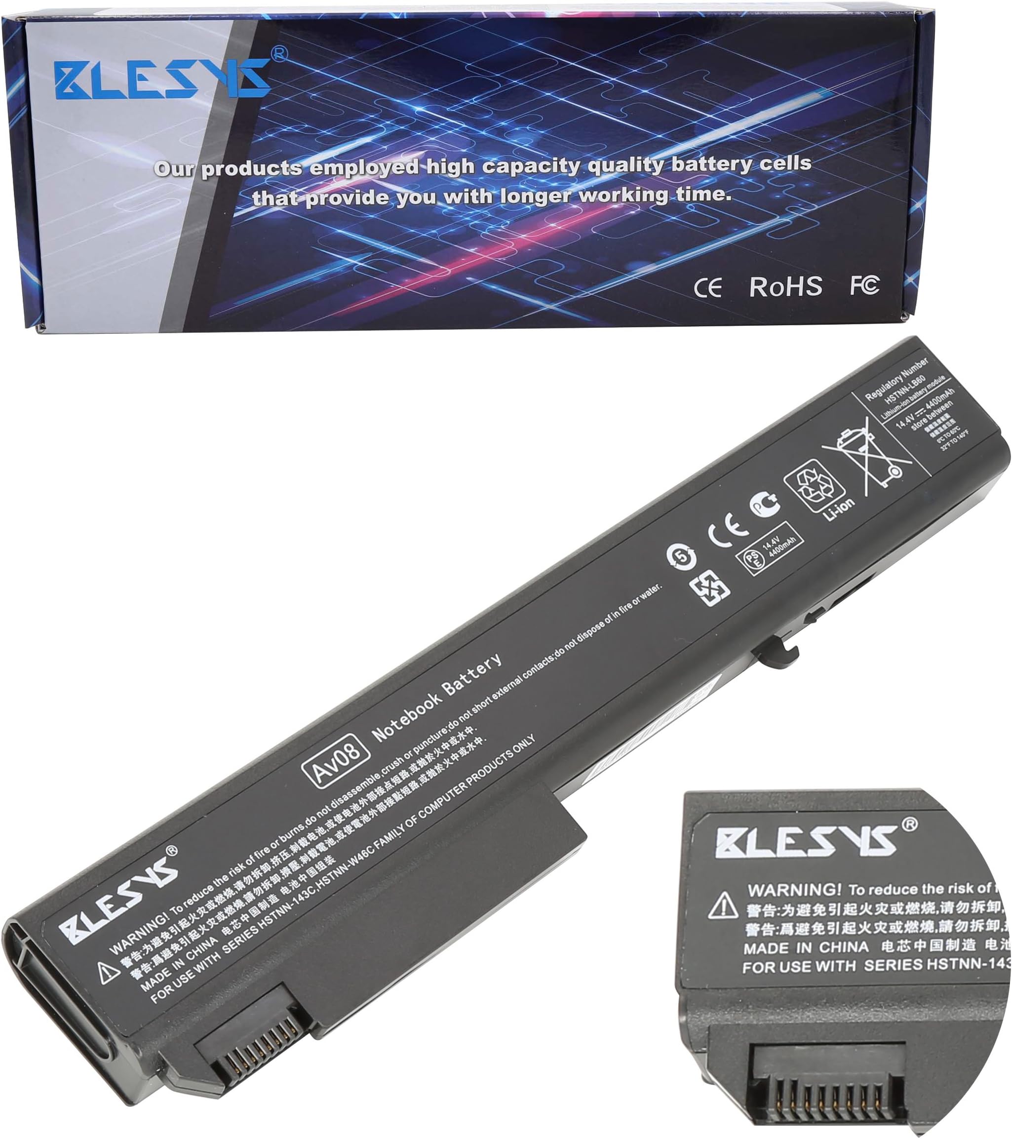BLESYS8 Cell AV08 Battery HSTNN-LB60 HSTNN-OB60 HSTNN-XB60 KU533AA Compatible with Laptop battery for HP EliteBook 8530P 8530W 8540W 8540P 8730P 8730W 8740W 484788-001 493976-001