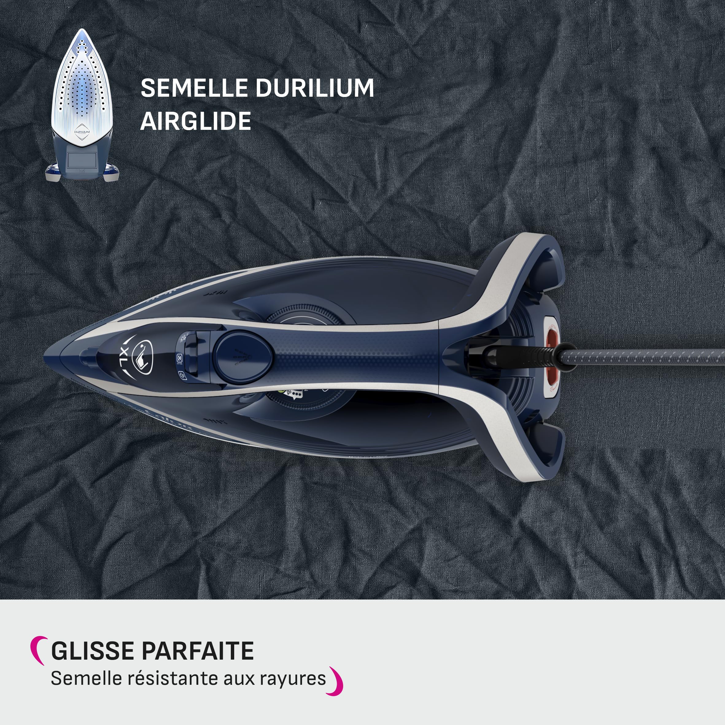 Calor Fer à repasser vapeur, 2800 W, Débit vapeur continu 50 g/min, Fonction pressing 250 g/min, Système anticalcaire, Mode éco, Ultragliss Anti-Calc Plus FV6830C0