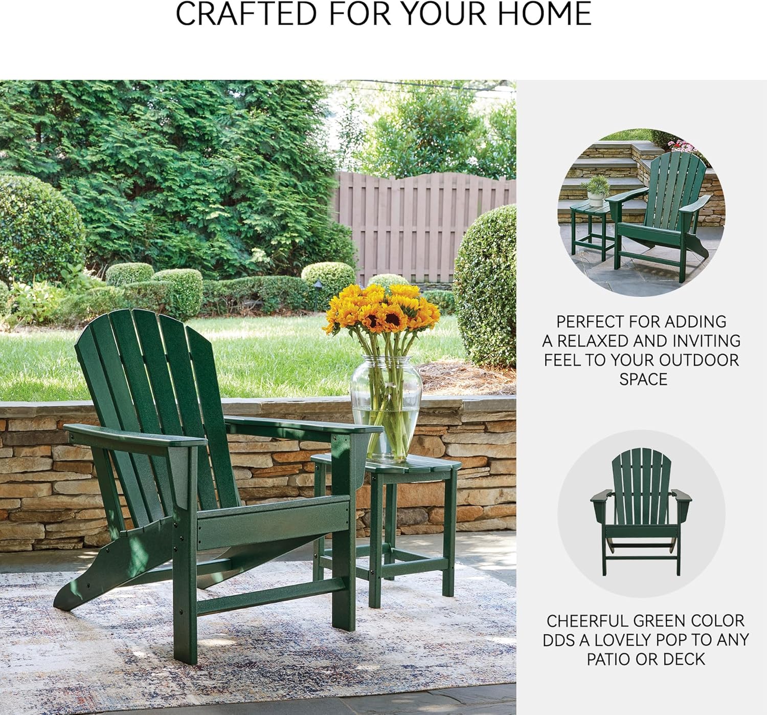 Signature Design by Ashley Karson City Contemporary Adirondack Chair with Arm Rest, Green