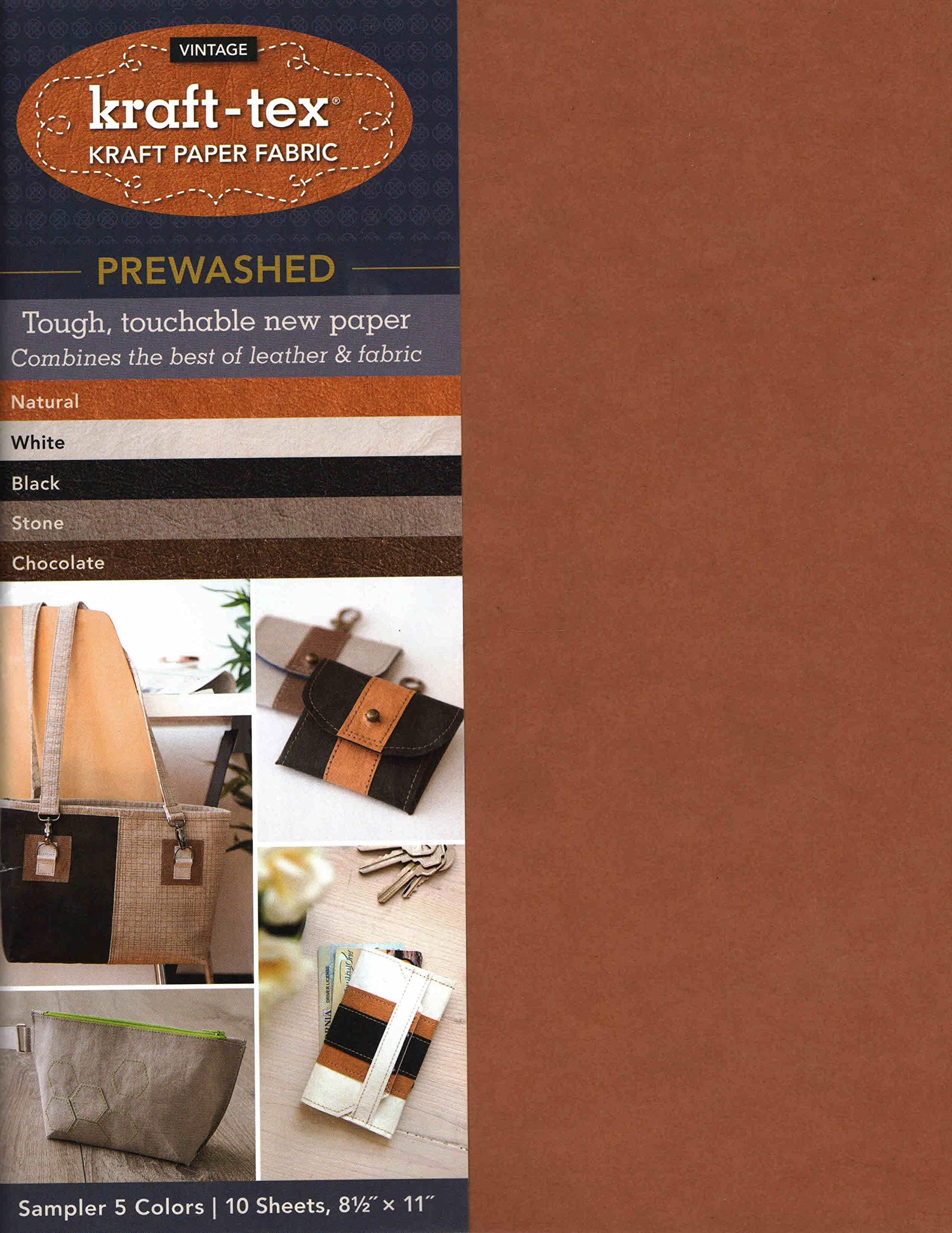 kraft-tex Sampler 5-Colors Prewashed: Kraft Paper Fabric, 10-Sheets 8.5" x 11” (kraft-tex Vintage)