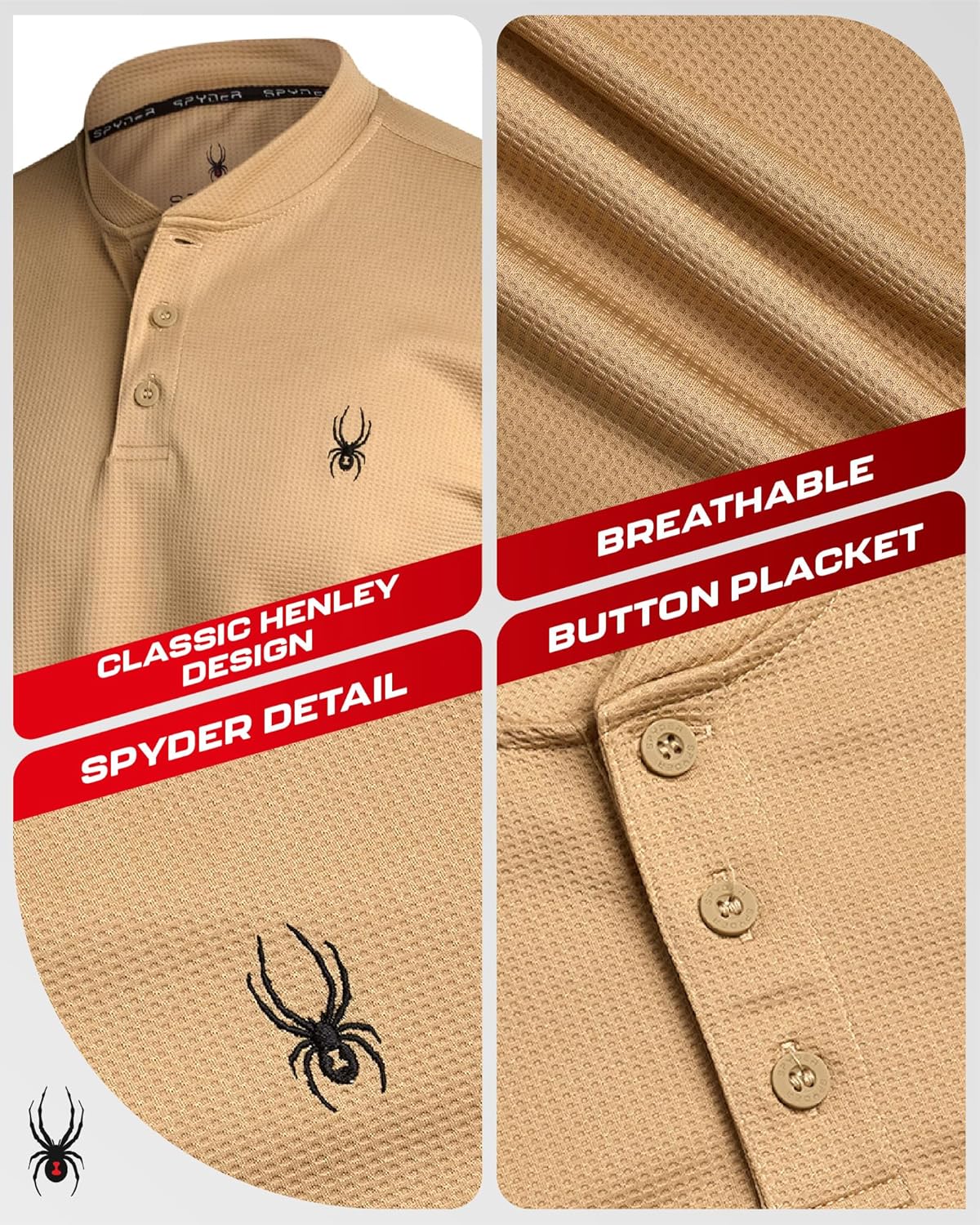 Spyder Mens Henley Shirt - Lightweight Quick Dry Moisture Wicking Long Sleeve Athletic Performance Shirts for Men - Image 3