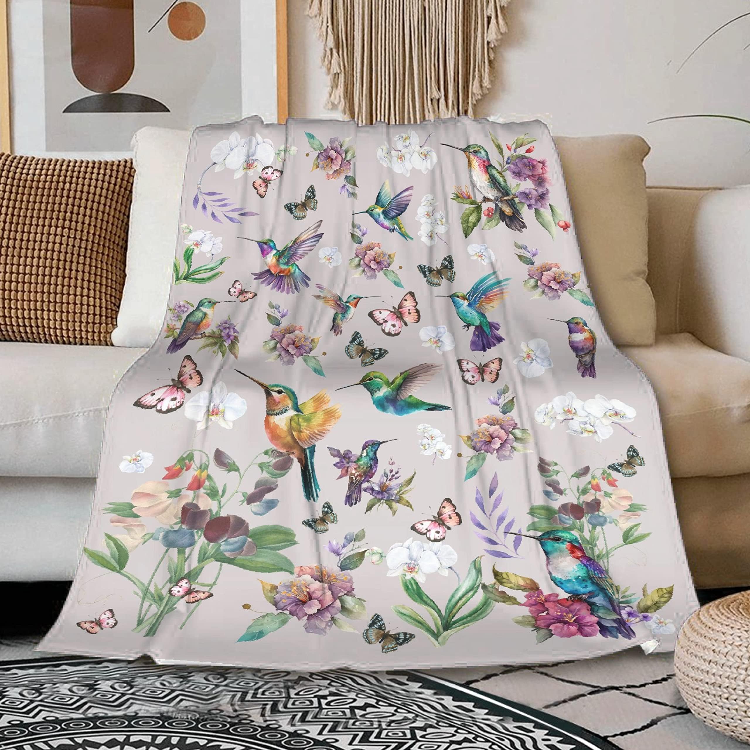 - Hummingbird Throw Blanket Butterfly Hummingbirds Theme Blanket for Women Girls Hummingbird Gifts for Bird Lovers Bird Flower Blanket for Couch Bed Outdoor 40"x50"for Kids/Child