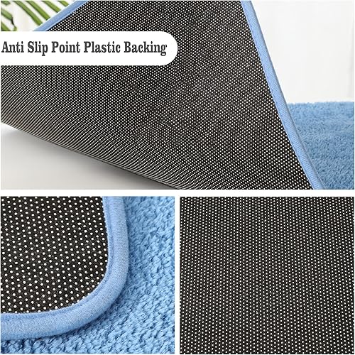 Miniatura 5 de Tapetes de baño de microfibra de cachemira sintética, extrasuaves y absorbentes, antideslizantes, peludos, lavables y secos a máquina, tapete de