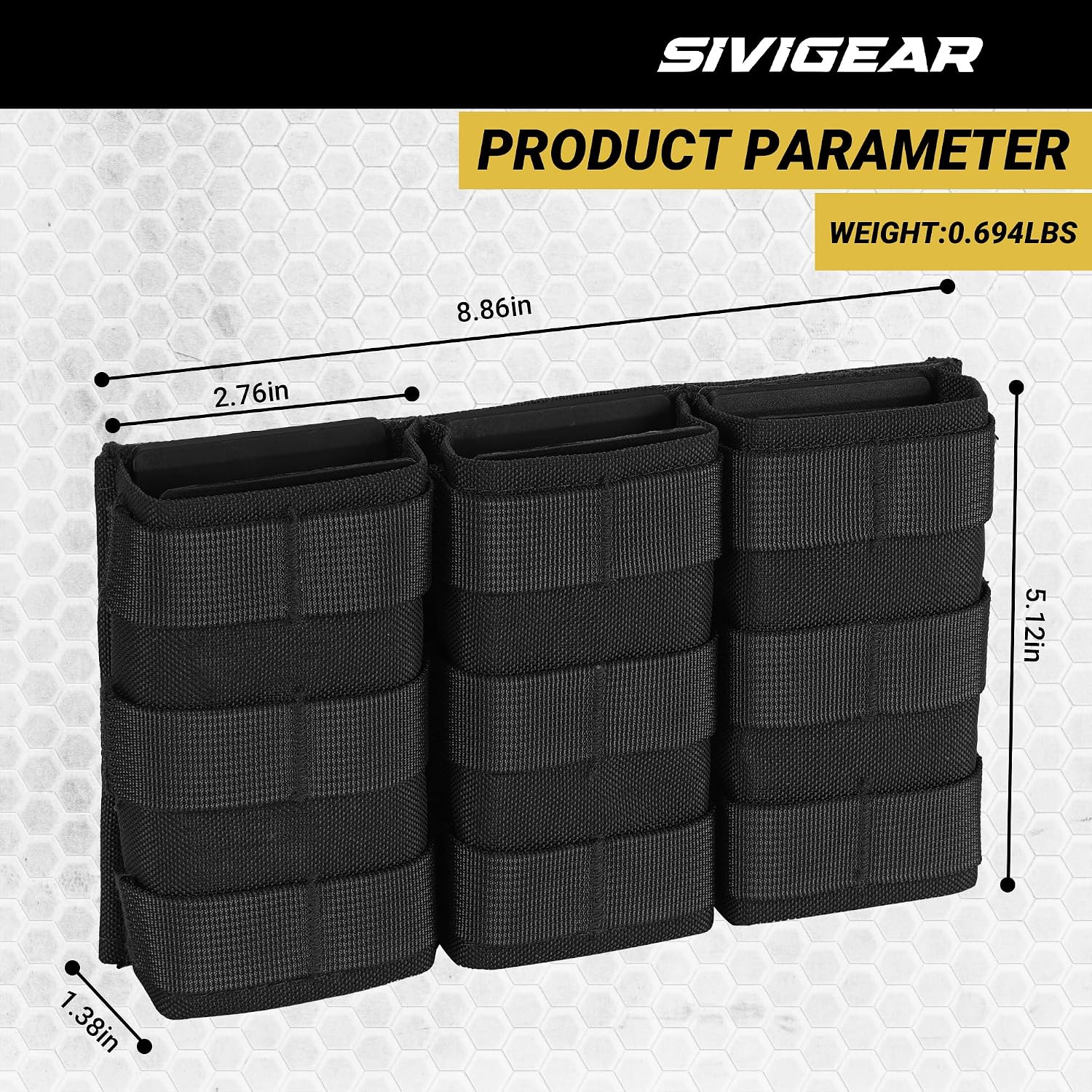 Triple Molle Mag Pouch 5.56 Tactical Open Top M4 M16 Magazine Holder with Quick Release,1000D Oxford,Fast Unplug Design for Tactical Enthusiasts,Shooting Sports,Outdoor Activities