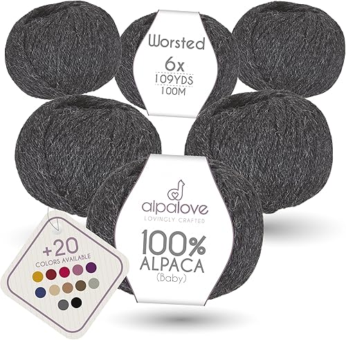 Vista 112 de Bulky Set (6 x 1.75 oz) Super Soft Baby Alpaca Hilo de tejer gris verde 328 yardas Gris Verde,Beige,Azul y verde,Cappuccino,Azul Oscuro,Gris