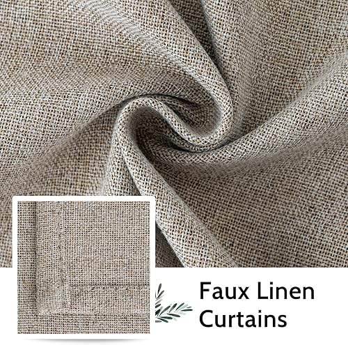 Miniatura 5 de SimpleHome Cortinas 100% opacas de lino natural para sala de estar, 84 pulgadas de largo, cortinas texturizadas con pestañas traseras para