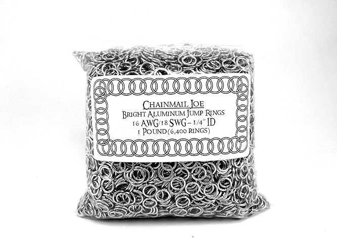 1 Pound (454g) Bright Aluminum Jump Rings 18SWG 1/4" ID (6400+ Rings!) … - 18SWG 1/4" ID