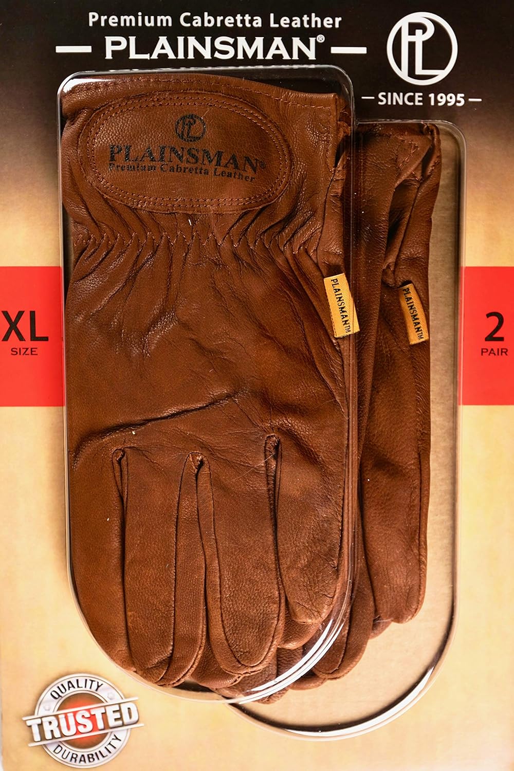 Plainsman Cabretta Goatskin Brown Leather Gloves 2 Pairs Size Extra-Large