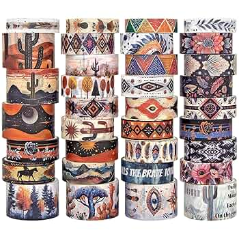 8/21sary　Ameri Vintage WASHI LAYERED Amazon.com: Mooker 34 Rolls Washi Tape Set, Western Cowboy