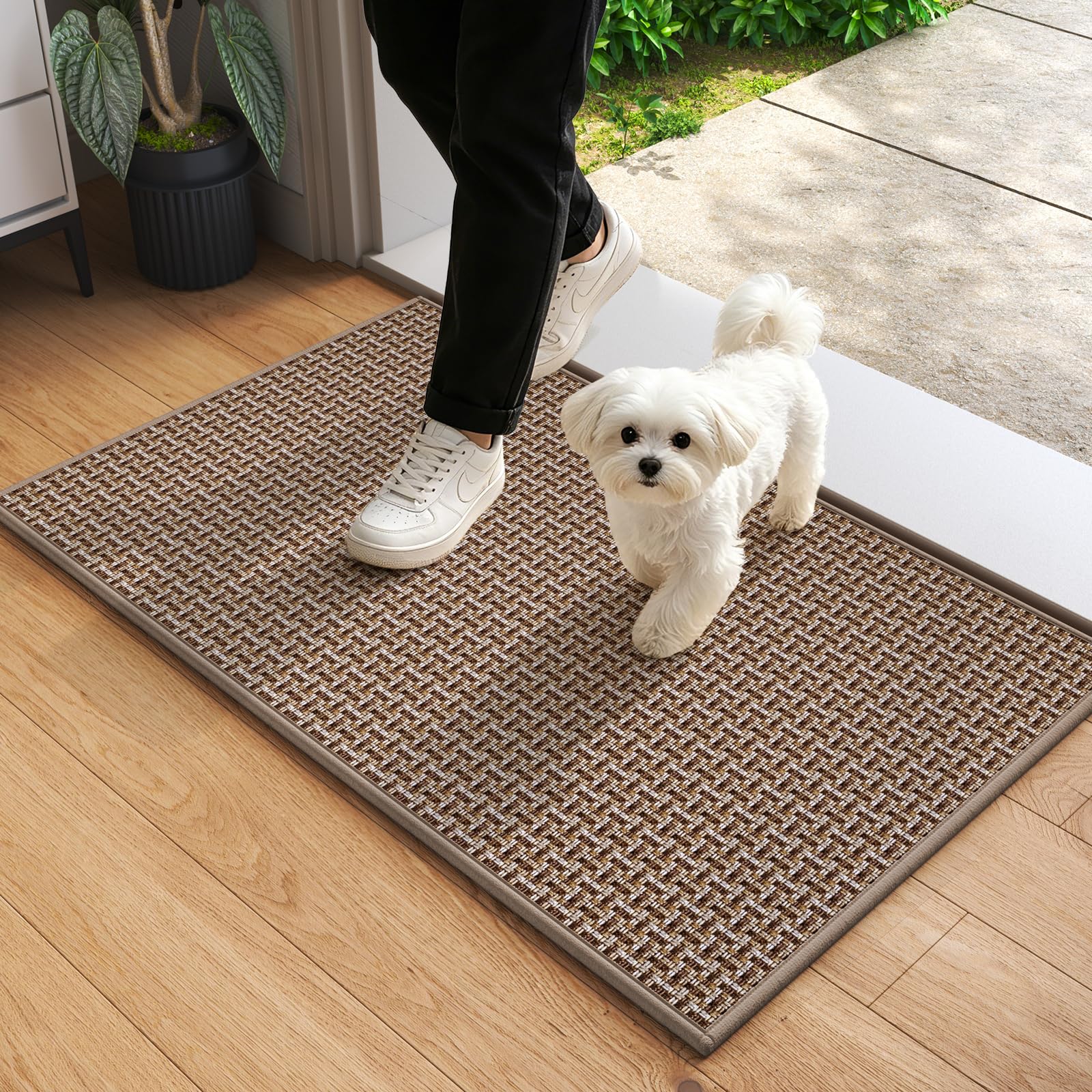 YDKGL Front Door Mat Indoor Entrance Non Slip Entry Doormat Brown 17"x30"